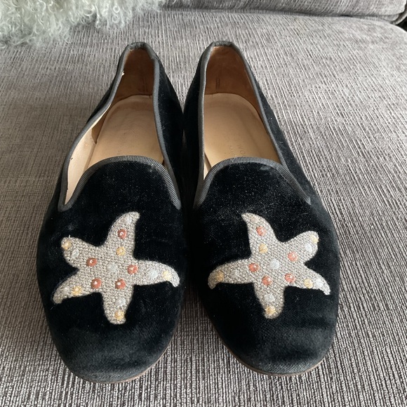 Stubbs & Wootton Black Loafers with Starfish Design - Picture 1 of 4